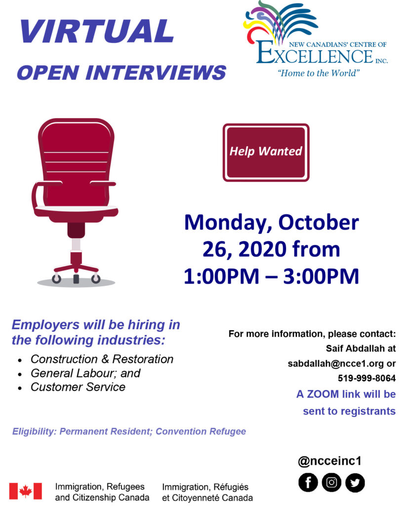 Virtual Open Interviews - October 26, 2020