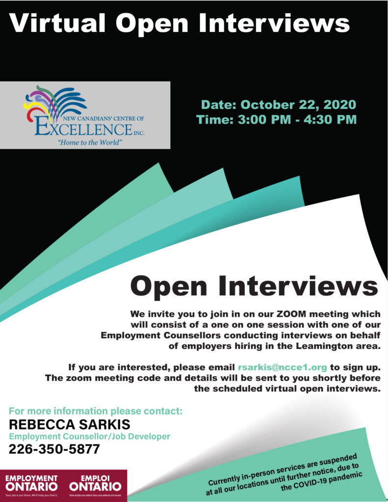 Virtual Open Interviews - October 22, 2020