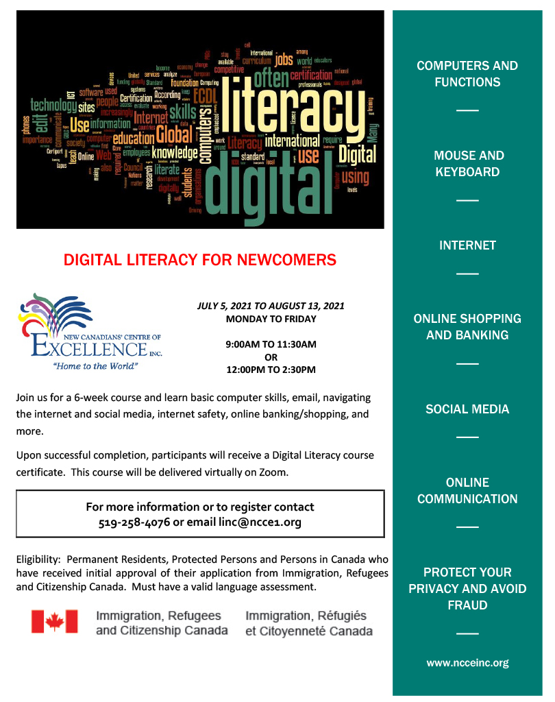 Digital Literacy For Newcombers Flyer
