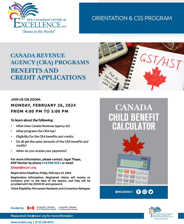 Canada Revenue Agency (CRA) Programs, Benefits and Credit Applications